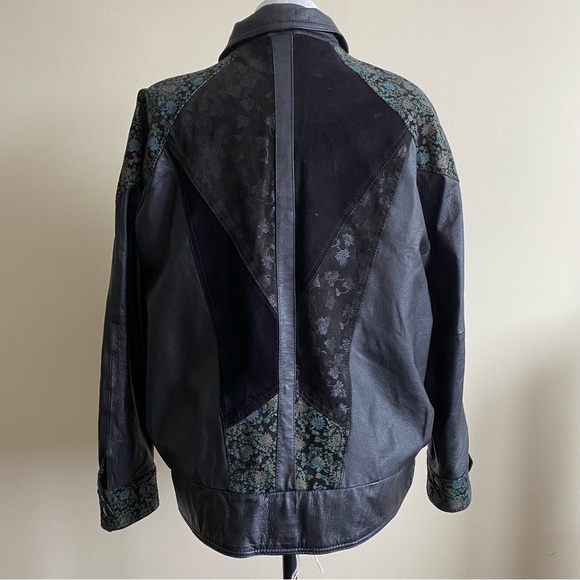 vintage 80s patchwork leather bomber jacket - Picture 9 of 15